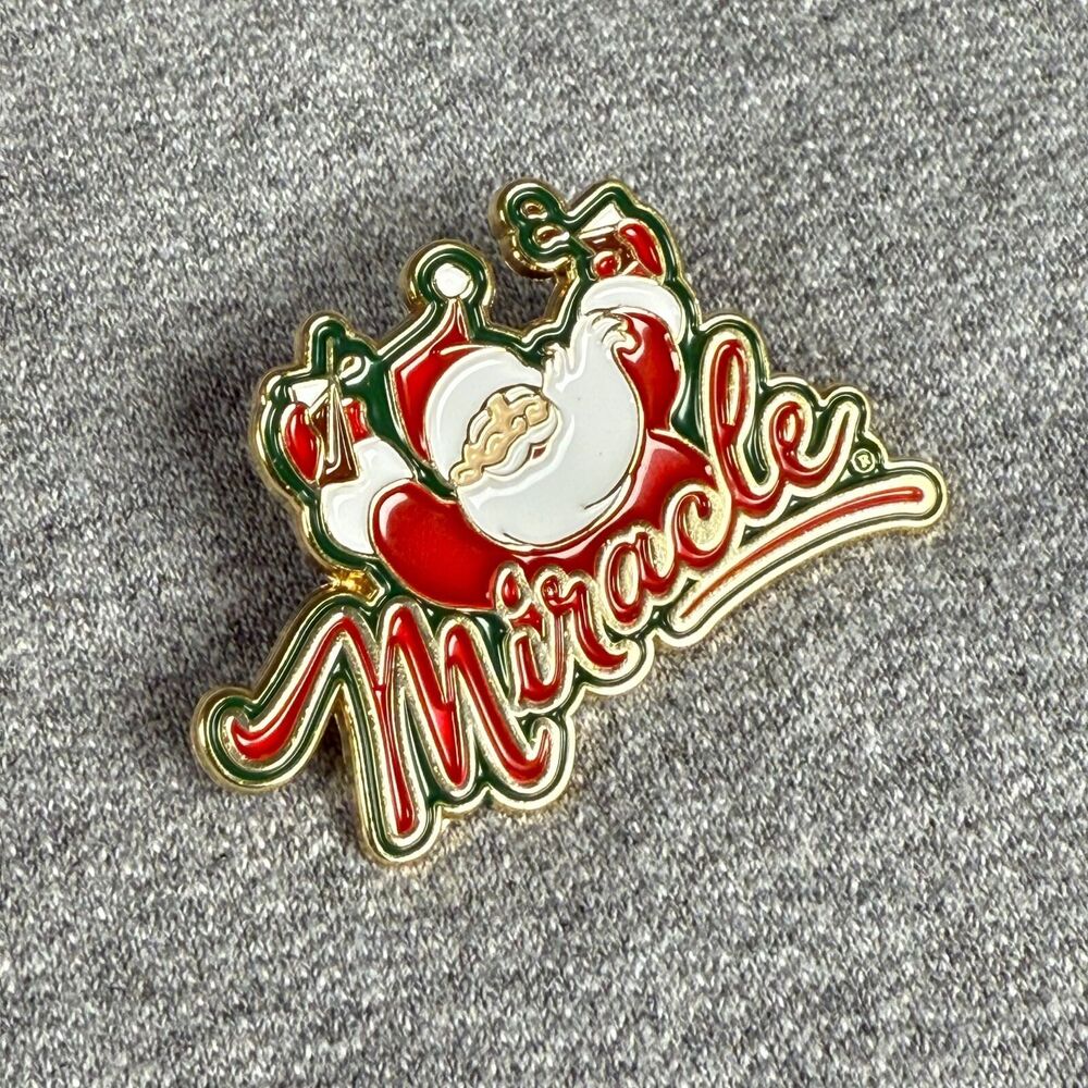 Miracle Holiday Pop Up Bar Drunken Santa Drinking Cocktails Enamel Pin 2"x1.5"